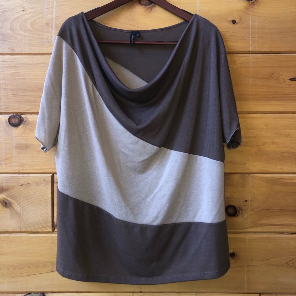 Color-Blocked Cowl Neck Blouse